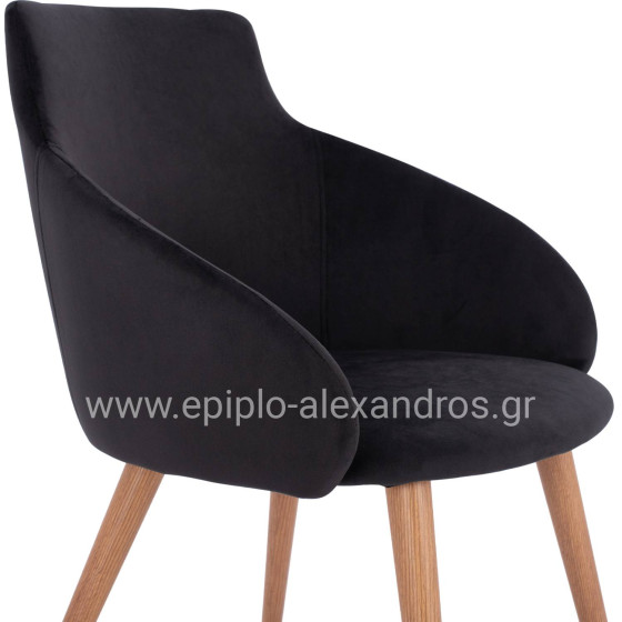 Armchair Ivy Velvet Black with metallic legs HM8546.04 53x55x79cm