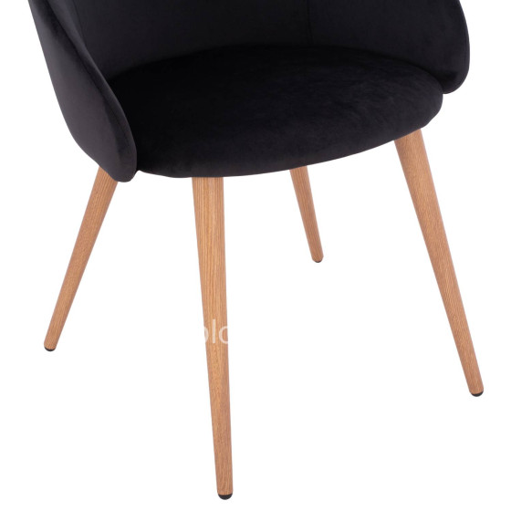 Armchair Ivy Velvet Black with metallic legs HM8546.04 53x55x79cm