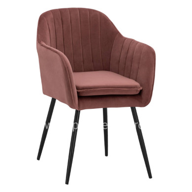 VELVET ARMCHAIR SAWYER IN DUSTY PINK WITH BLACK LEGS HM8523.12 53x60x76cm
