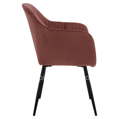 VELVET ARMCHAIR SAWYER IN DUSTY PINK WITH BLACK LEGS HM8523.12 53x60x76cm