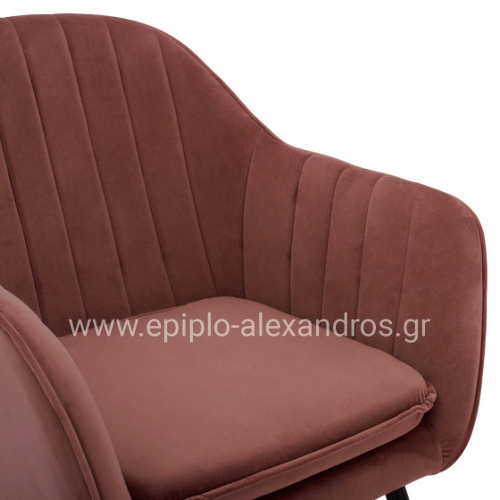 VELVET ARMCHAIR SAWYER IN DUSTY PINK WITH BLACK LEGS HM8523.12 53x60x76cm