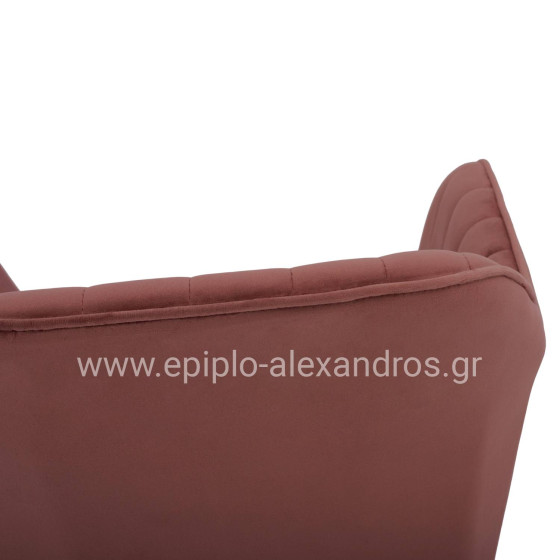 VELVET ARMCHAIR SAWYER IN DUSTY PINK WITH BLACK LEGS HM8523.12 53x60x76cm
