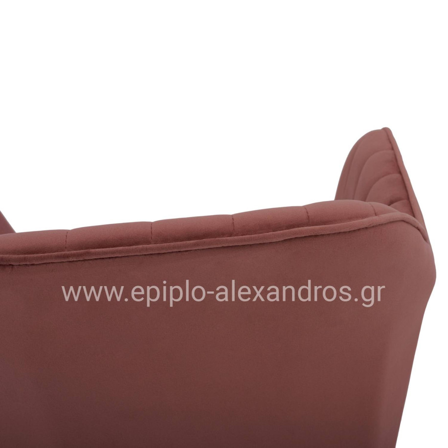 VELVET ARMCHAIR SAWYER IN DUSTY PINK WITH BLACK LEGS HM8523.12 53x60x76cm