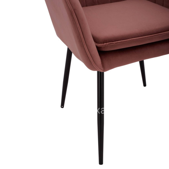 VELVET ARMCHAIR SAWYER IN DUSTY PINK WITH BLACK LEGS HM8523.12 53x60x76cm