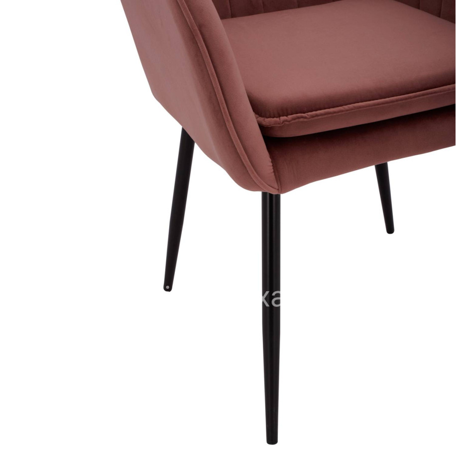 VELVET ARMCHAIR SAWYER IN DUSTY PINK WITH BLACK LEGS HM8523.12 53x60x76cm