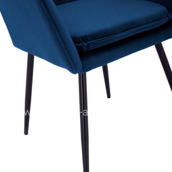 Armchair Sawyer Velvet Blue with black legs HM8523.18 53x60x76cm