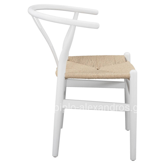 DINING CHAIR BRAVE HM8695.04 BEECH WOOD IN WHITE-ROPE BEIGE 54x57x74Hcm