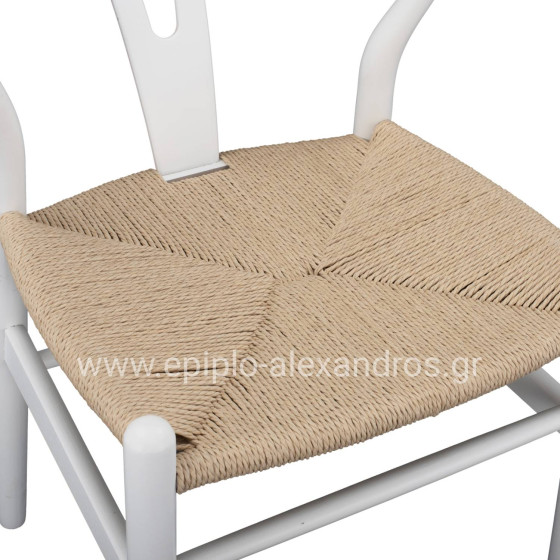 DINING CHAIR BRAVE HM8695.04 BEECH WOOD IN WHITE-ROPE BEIGE 54x57x74Hcm