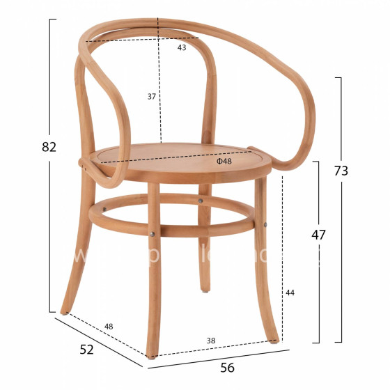 Wooden Armchair from beech wood in natural color HM8746.01 56x52x82cm