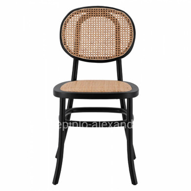 Wooden chair with rattan in black color HM8747 44x51x87cm