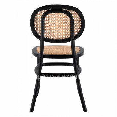 Wooden chair with rattan in black color HM8747 44x51x87cm