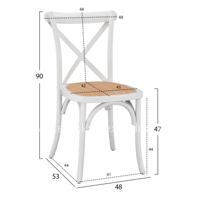 Wooden chair Owen Stackable from beech wood in white color with crossed back HM8575.14 48x53x90 cm