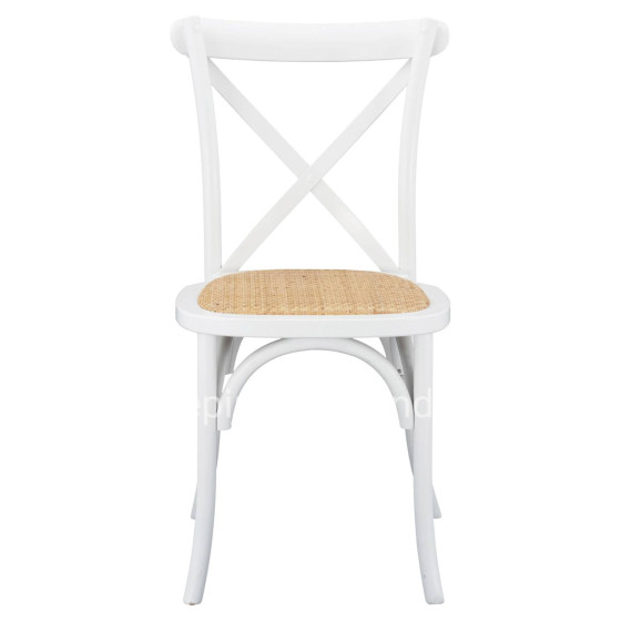 Wooden chair Owen Stackable from beech wood in white color with crossed back HM8575.14 48x53x90 cm