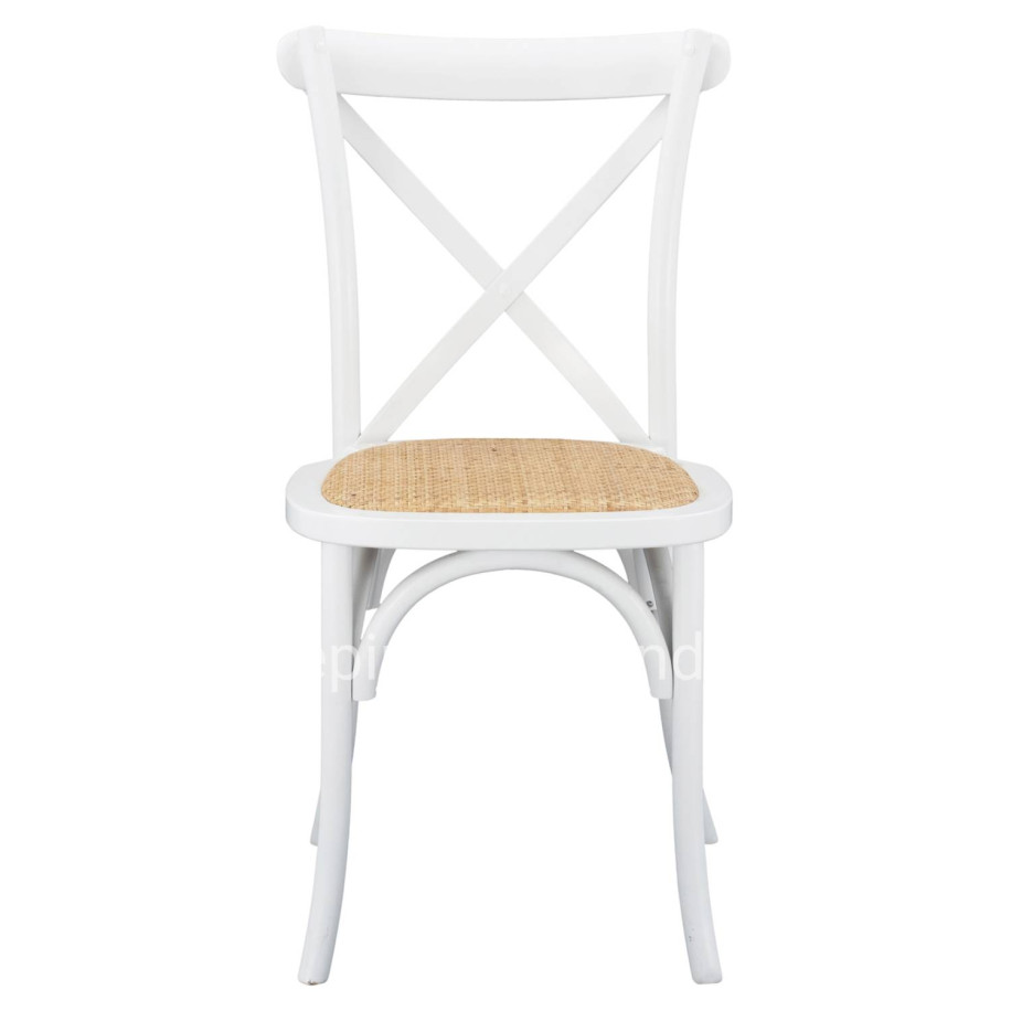 Wooden chair Owen Stackable from beech wood in white color with crossed back HM8575.14 48x53x90 cm
