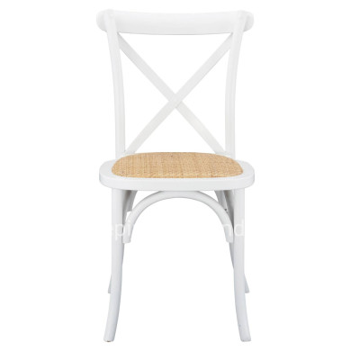 Wooden chair Owen Stackable from beech wood in white color with crossed back HM8575.14 48x53x90 cm