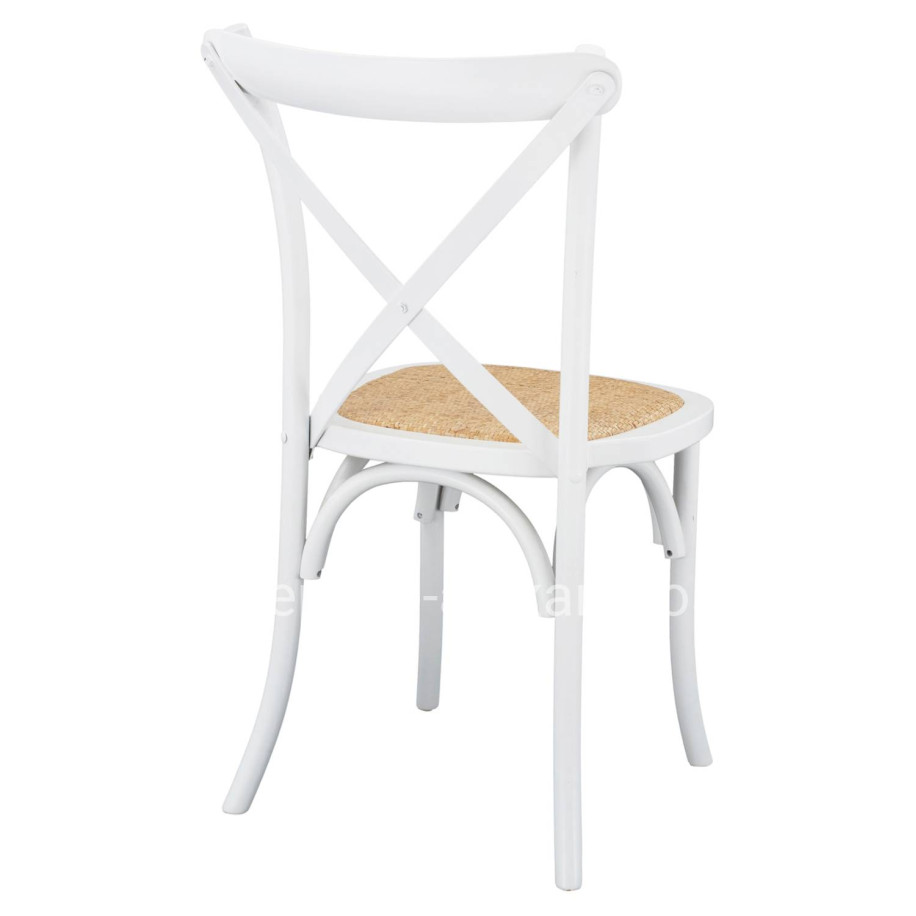 Wooden chair Owen Stackable from beech wood in white color with crossed back HM8575.14 48x53x90 cm