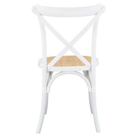Wooden chair Owen Stackable from beech wood in white color with crossed back HM8575.14 48x53x90 cm