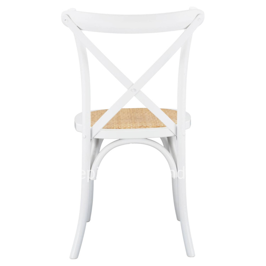 Wooden chair Owen Stackable from beech wood in white color with crossed back HM8575.14 48x53x90 cm