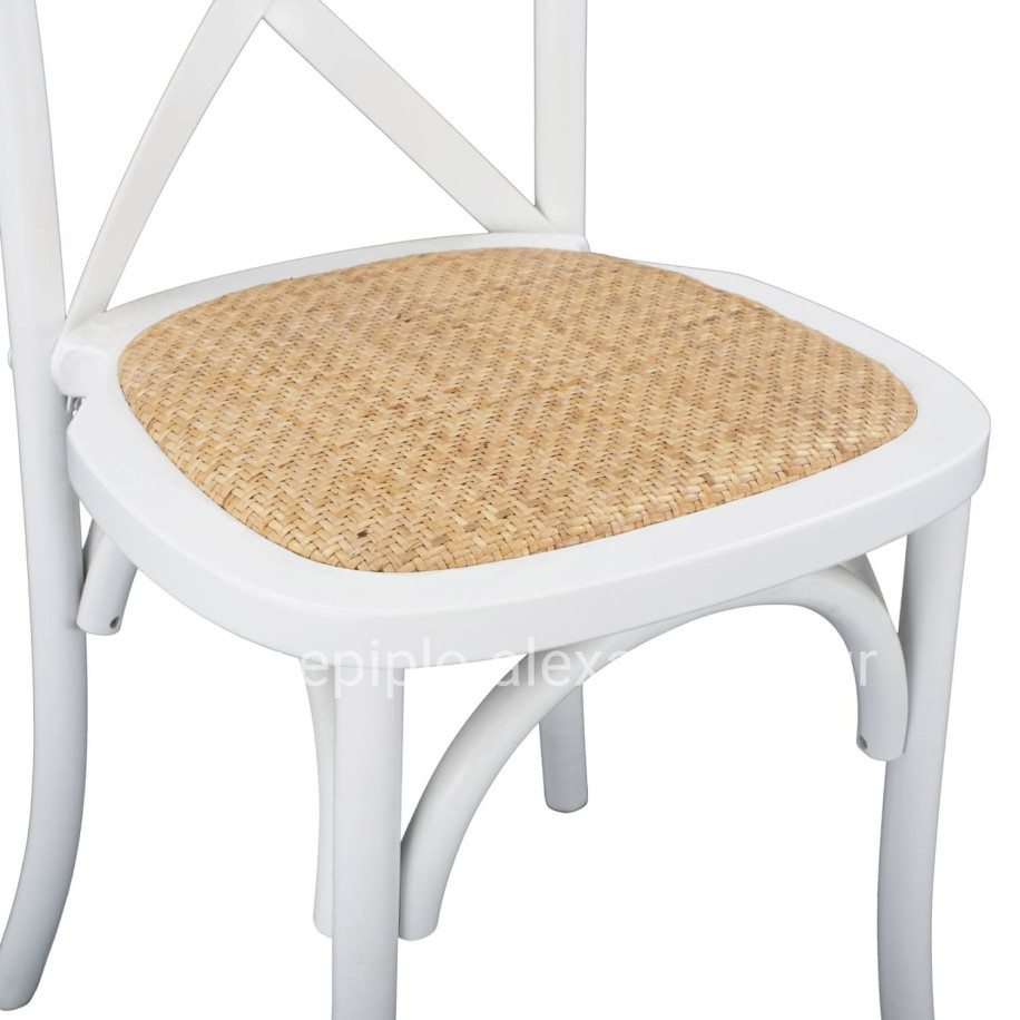 Wooden chair Owen Stackable from beech wood in white color with crossed back HM8575.14 48x53x90 cm
