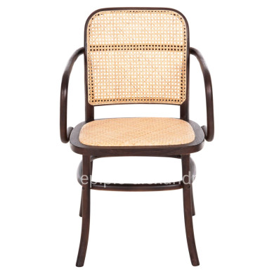 ARMCHAIR VAIANA HM8748 BEECH WOOD IN BROWN-RATTAN KNITTED IN NATURAL 55x55x90Hcm.