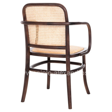 ARMCHAIR VAIANA HM8748 BEECH WOOD IN BROWN-RATTAN KNITTED IN NATURAL 55x55x90Hcm.