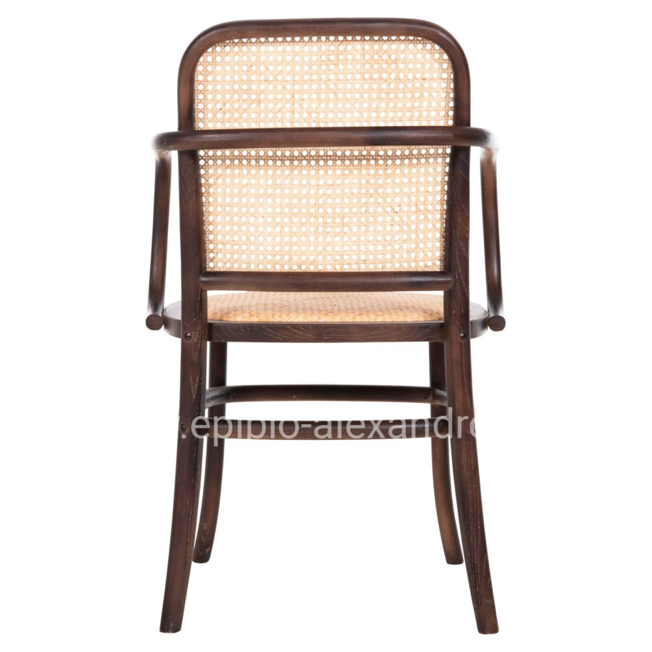 ARMCHAIR VAIANA HM8748 BEECH WOOD IN BROWN-RATTAN KNITTED IN NATURAL 55x55x90Hcm.