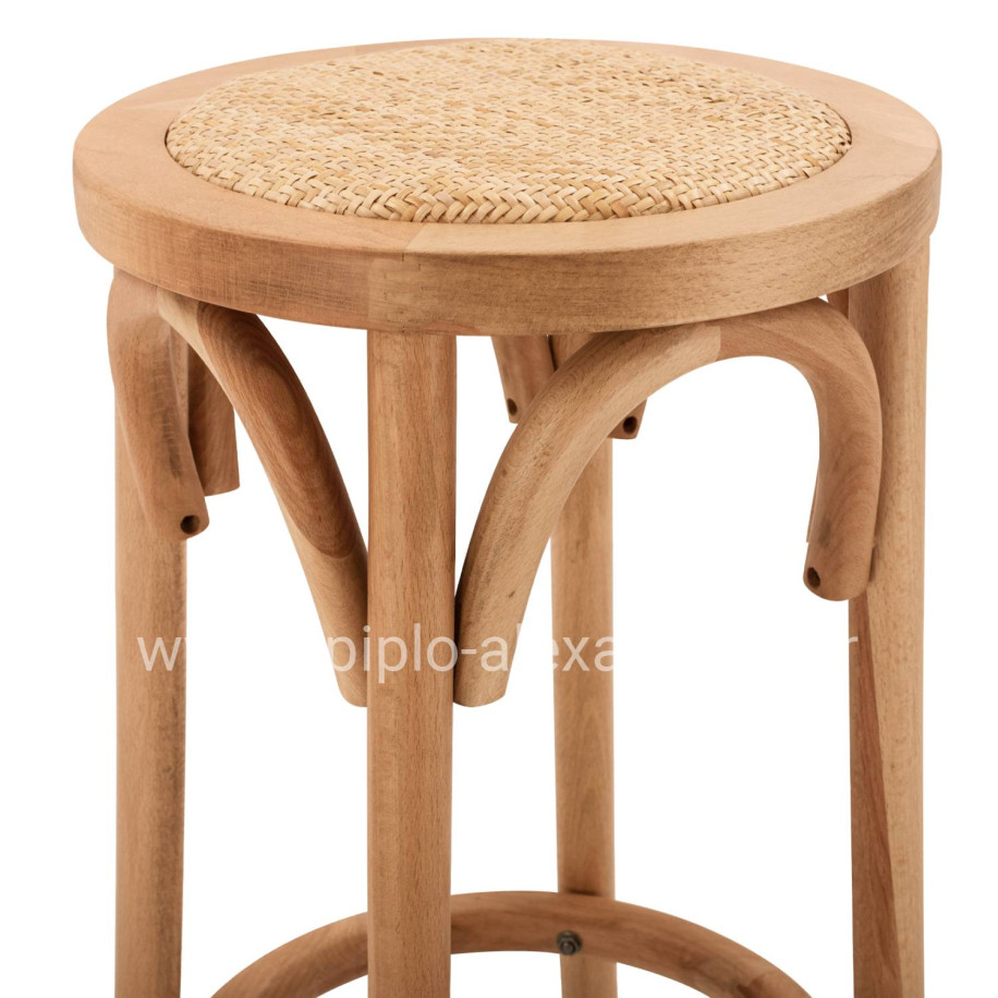 Wooden Stool from beech wood in natural color with mat 36'x70cm HM8751.01