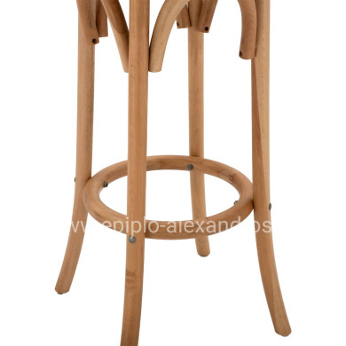 Wooden Stool from beech wood in natural color with mat 36'x70cm HM8751.01