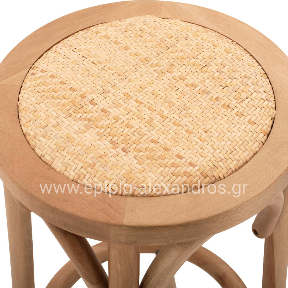 Wooden Stool from beech wood in natural color with mat 36'x70cm HM8751.01