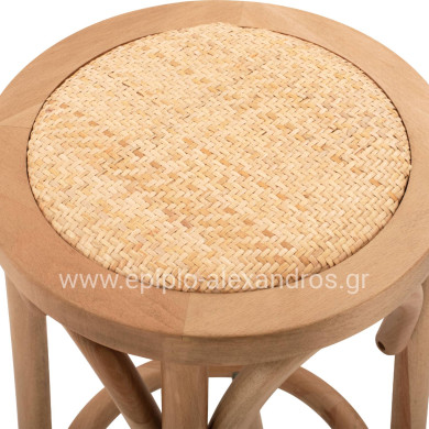 Wooden Stool from beech wood in natural color with mat 36'x70cm HM8751.01