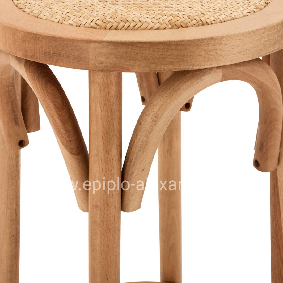 Wooden Stool from beech wood in natural color with mat 36'x70cm HM8751.01