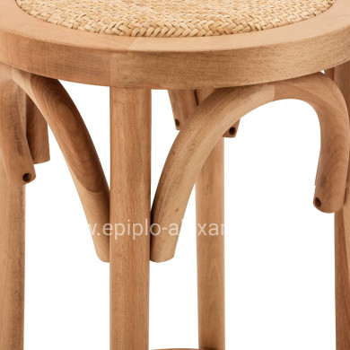Wooden Stool from beech wood in natural color with mat 36'x70cm HM8751.01