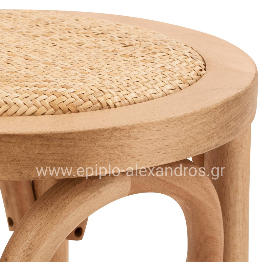 Wooden Stool from beech wood in natural color with mat 36'x70cm HM8751.01