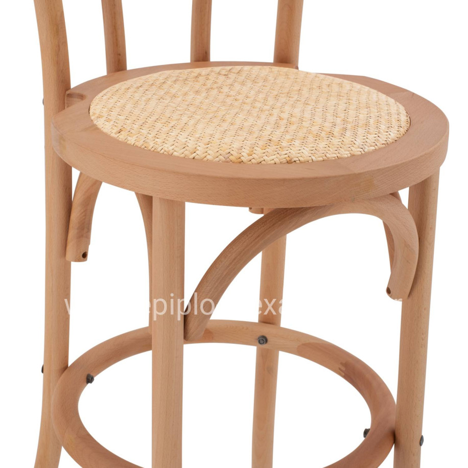 Wooden bar stool MONTREAL- beech wood in natural color with mat 41x47x108 HM8749.01
