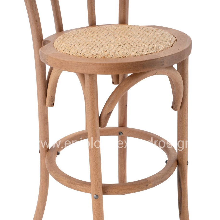 Wooden Stool bar MONTREAL- beech wood dark honey with mat 41x47x108 HM8749.05