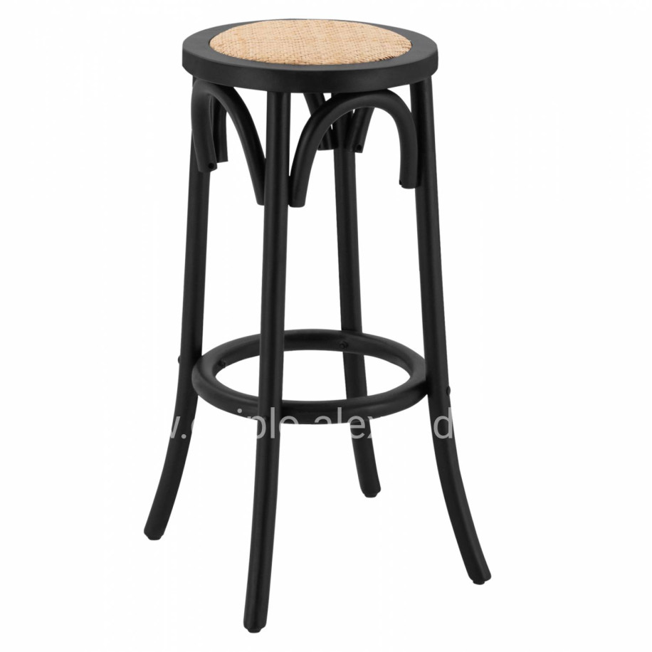 Wooden stool from beech wood black wuth mat 36'x70xm HM8751.02