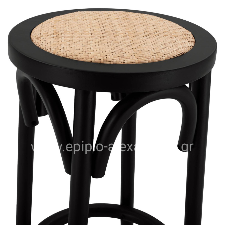 Wooden stool from beech wood black wuth mat 36'x70xm HM8751.02