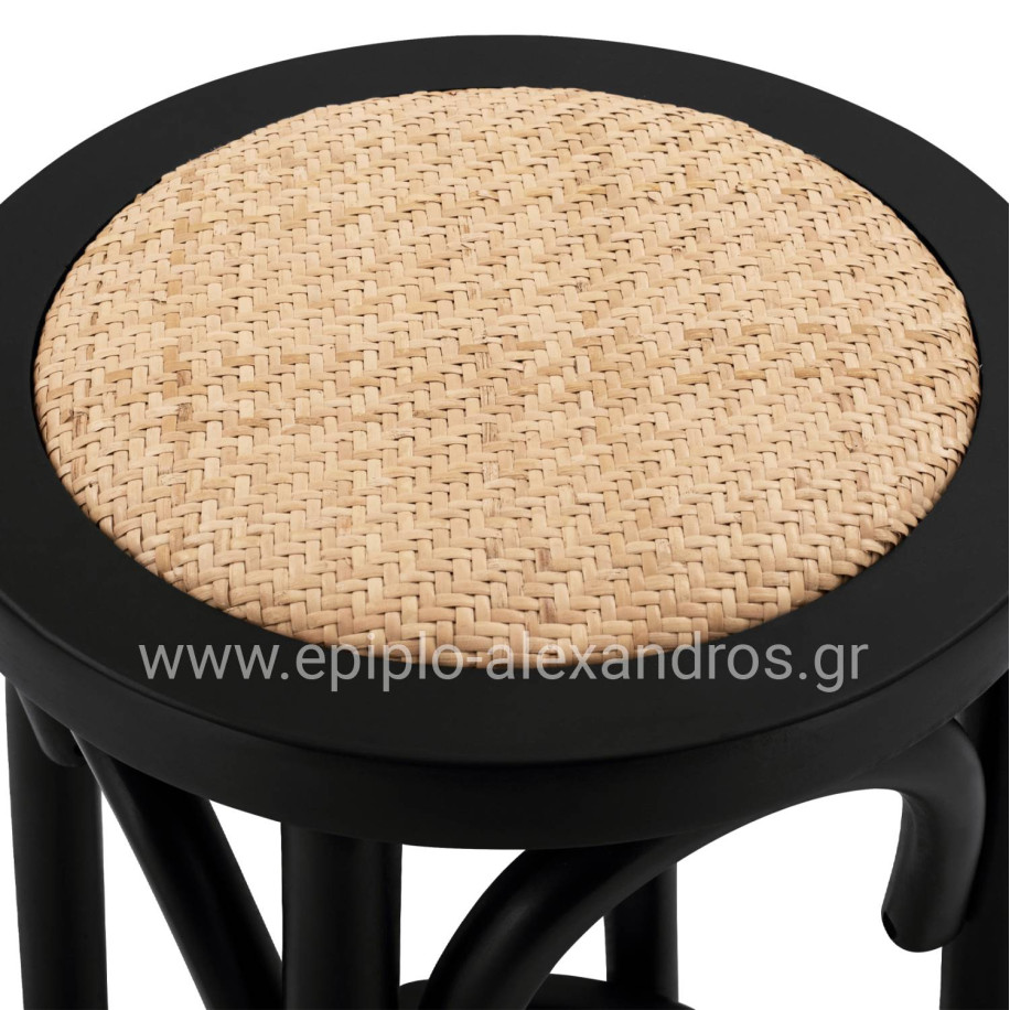 Wooden stool from beech wood black wuth mat 36'x70xm HM8751.02