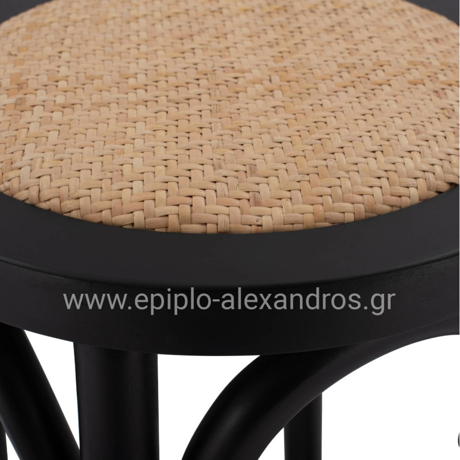 Wooden stool from beech wood black wuth mat 36'x70xm HM8751.02