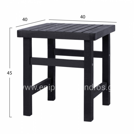 ΣΚΑΜΠΩ-ΤΡΑΠΕΖΑΚΙ ΜΑΥΡΟ KOLI 40Χ40X45Υ εκ. HM289.04