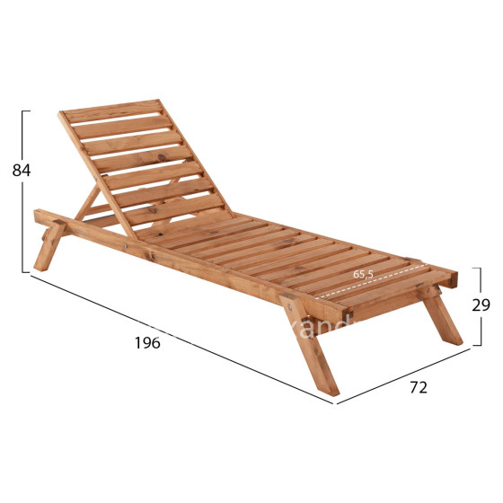 PROFESSIONAL SUNBED HM11431.03 FIR WOOD IN NATURAL SHADE 72x196x29-84H cm.