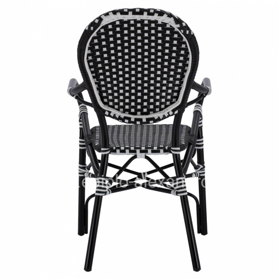 ALUMINUM ARMCHAIR BAMBOO LOOK WITH BLACK WHITE WICKER HM5793.02 56X63X96Y cm.
