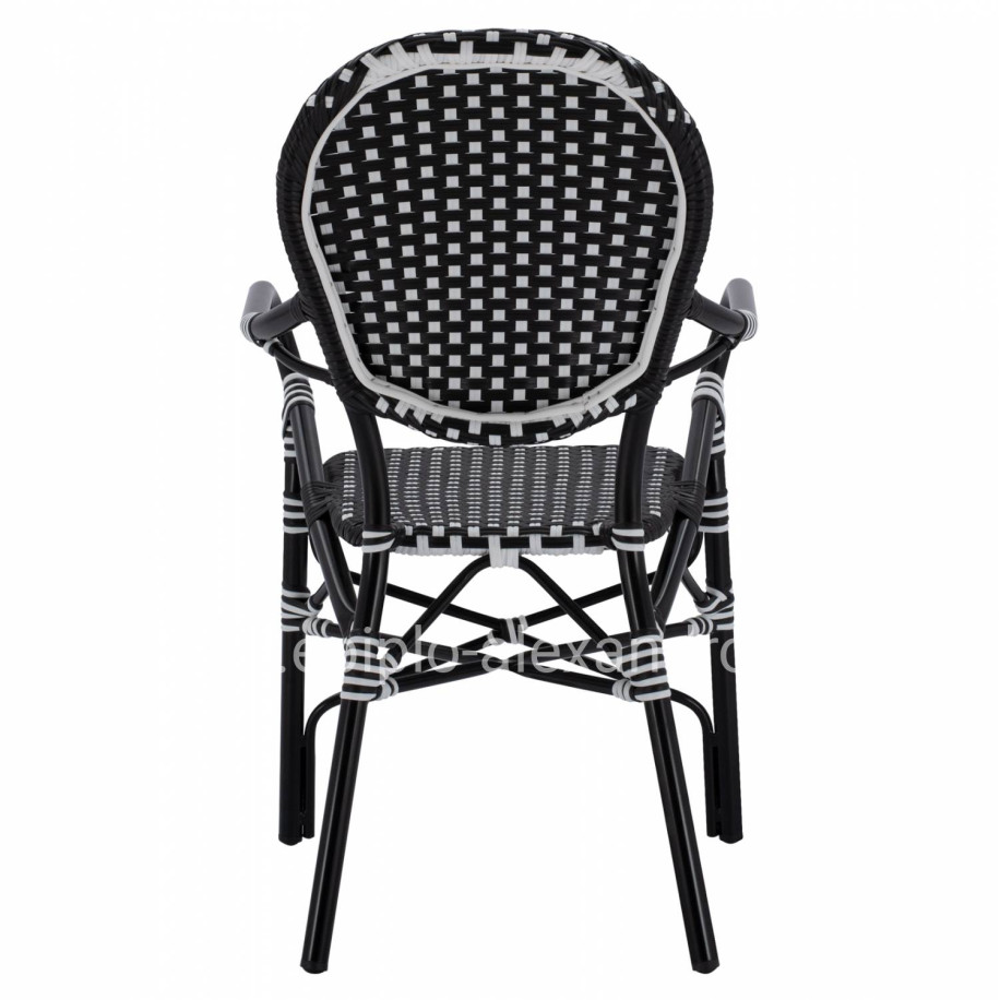ALUMINUM ARMCHAIR BAMBOO LOOK WITH BLACK WHITE WICKER HM5793.02 56X63X96Y cm.
