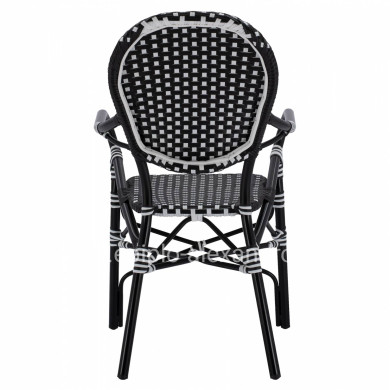 ALUMINUM ARMCHAIR BAMBOO LOOK WITH BLACK WHITE WICKER HM5793.02 56X63X96Y cm.