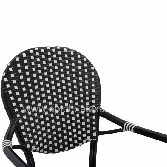 ALUMINUM ARMCHAIR BAMBOO LOOK WITH BLACK WHITE WICKER HM5793.02 56X63X96Y cm.