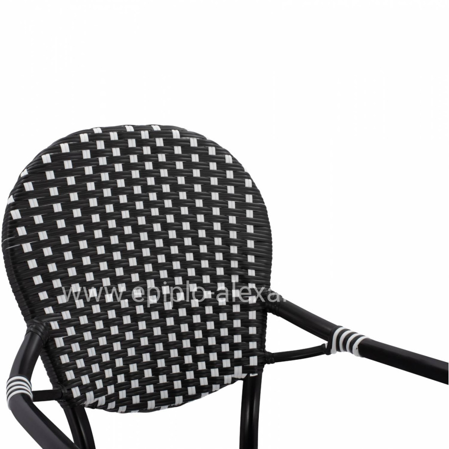 ALUMINUM ARMCHAIR BAMBOO LOOK WITH BLACK WHITE WICKER HM5793.02 56X63X96Y cm.