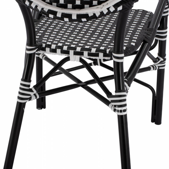 ALUMINUM ARMCHAIR BAMBOO LOOK WITH BLACK WHITE WICKER HM5793.02 56X63X96Y cm.