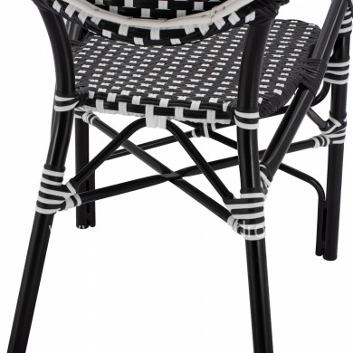 ALUMINUM ARMCHAIR BAMBOO LOOK WITH BLACK WHITE WICKER HM5793.02 56X63X96Y cm.