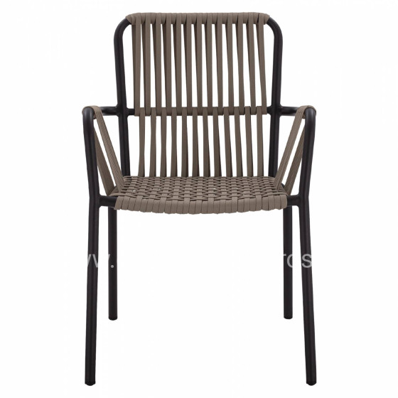 ALUMINUM CHAIR ARMCHAIR WITH WIDE ROPE CAPPUCCINO HM5784.02 56x58x85 cm.