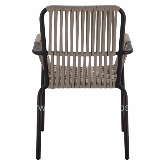 ALUMINUM CHAIR ARMCHAIR WITH WIDE ROPE CAPPUCCINO HM5784.02 56x58x85 cm.
